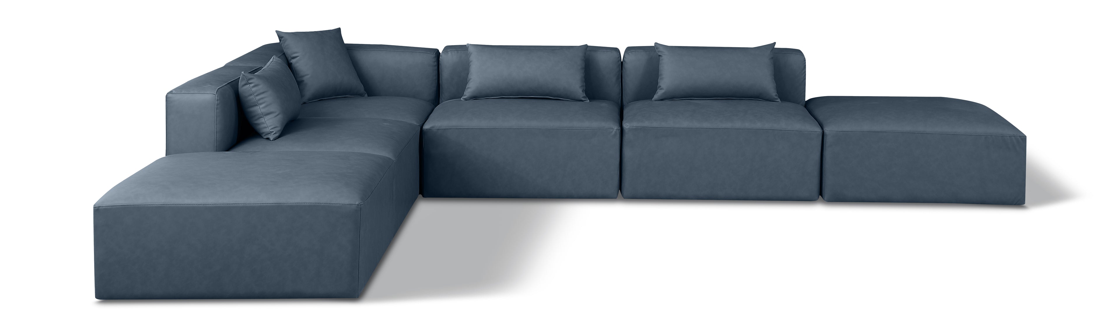 Cube Navy Blue Vegan Leather Modular Sectional