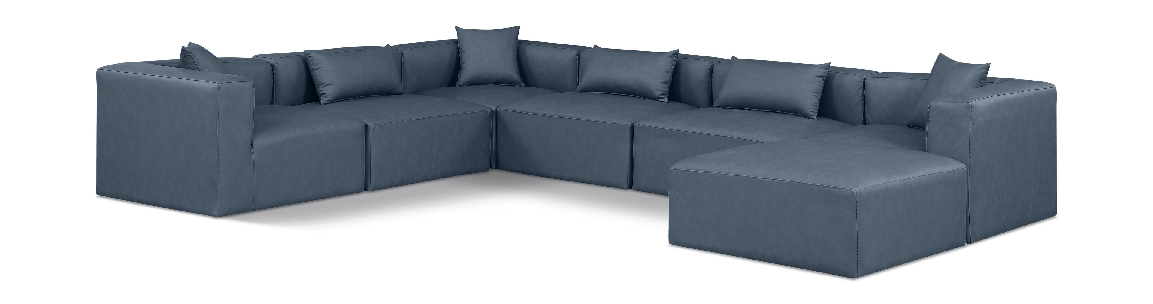 Cube Navy Blue Vegan Leather Modular Sectional