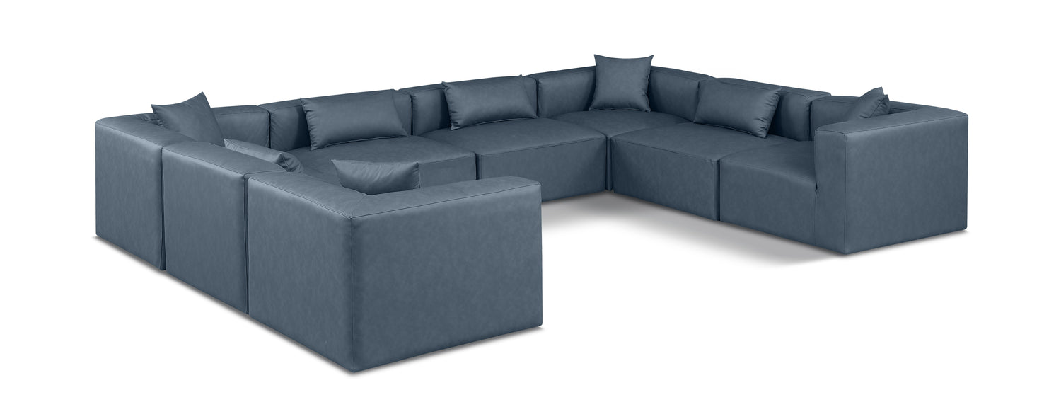 Cube Navy Blue Vegan Leather Modular Sectional