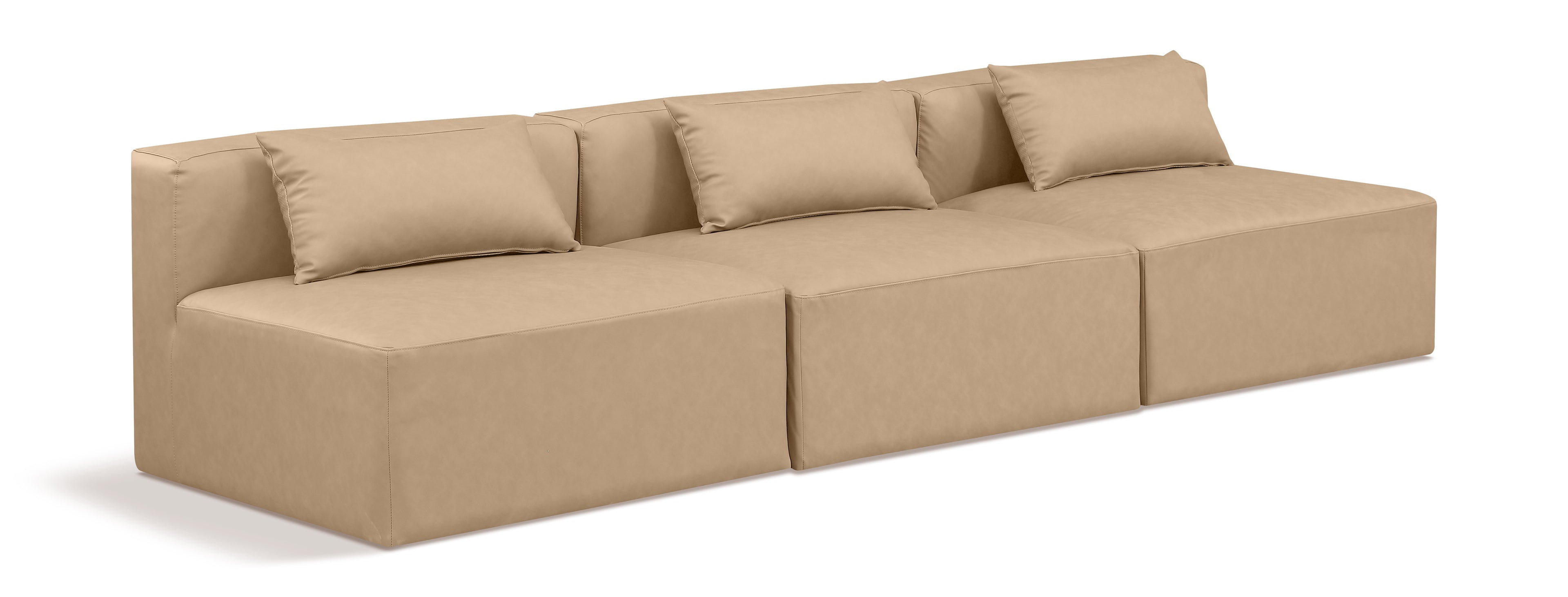 Cube Tan Vegan Leather Modular Sofa