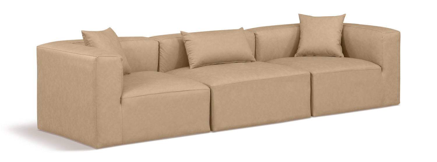 Cube Tan Vegan Leather Modular Sofa