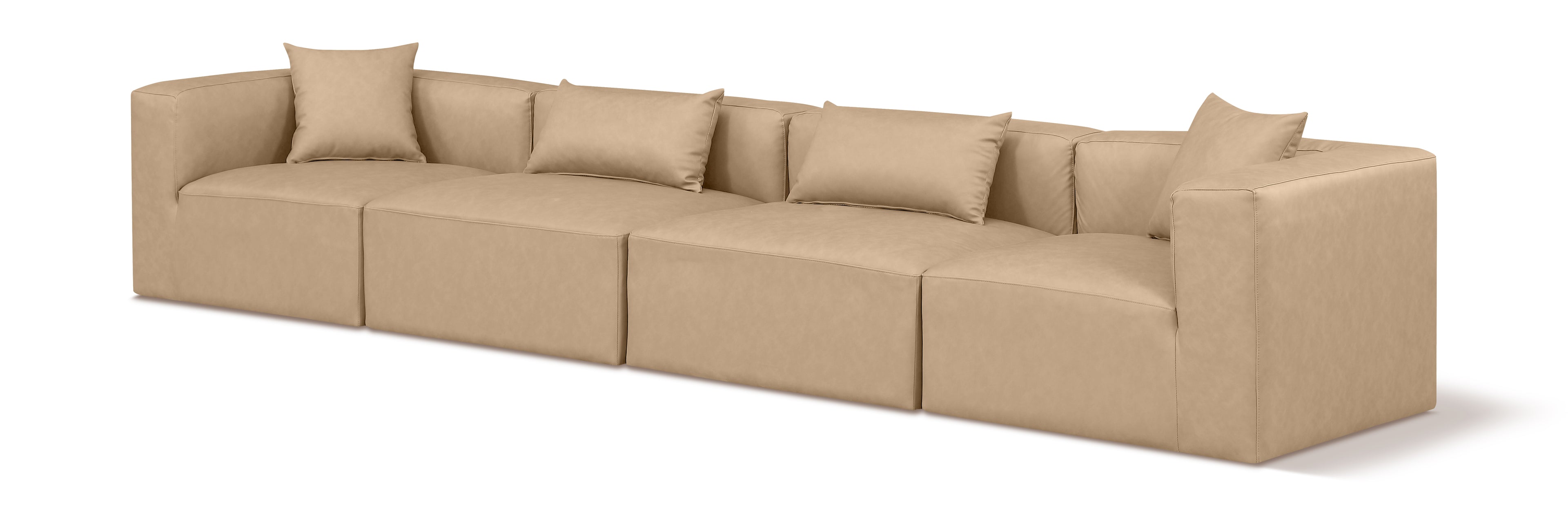 Cube Tan Vegan Leather Modular Sofa