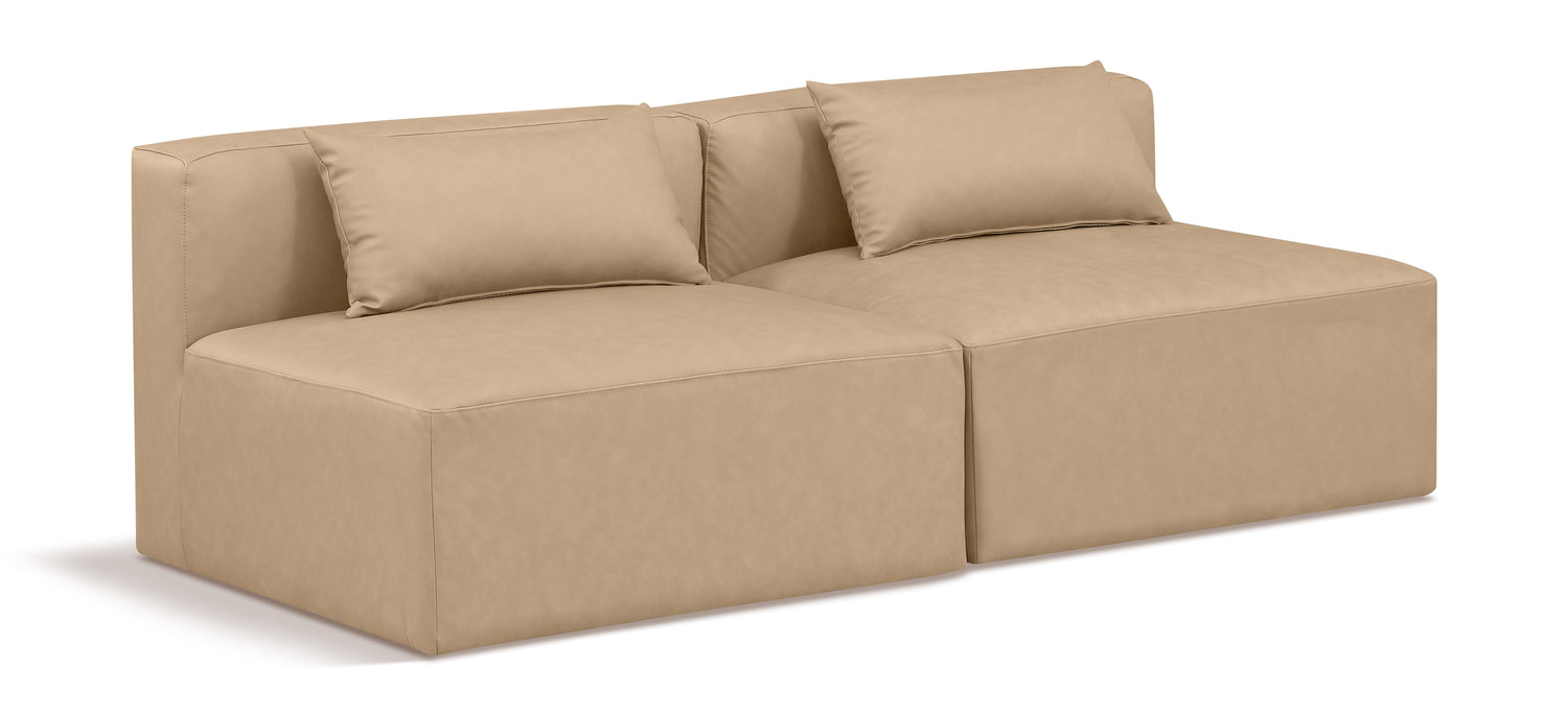 Cube Tan Vegan Leather Modular Sofa