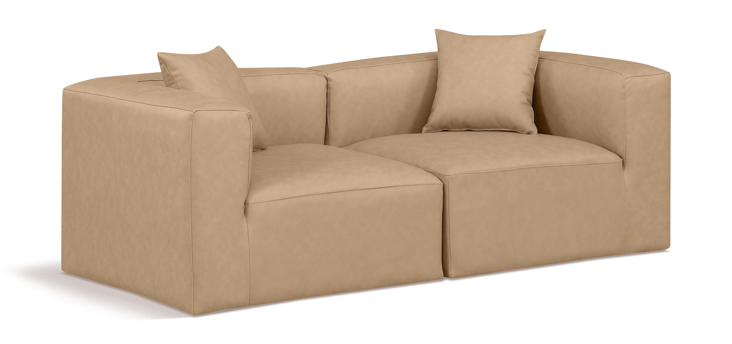 Cube Tan Vegan Leather Modular Sofa