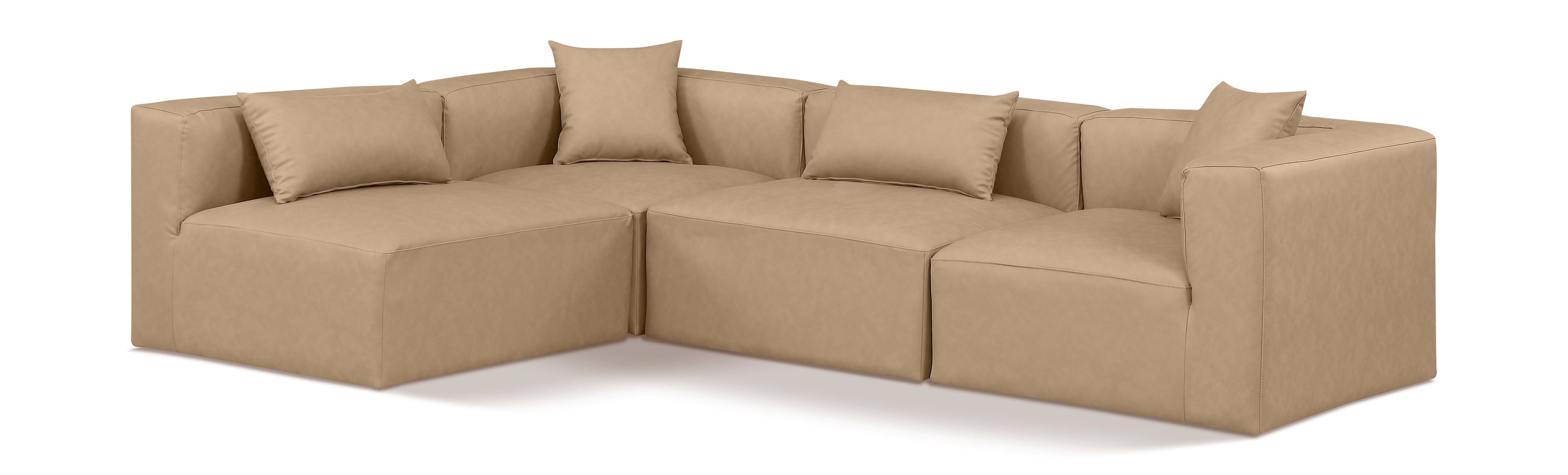 Cube Tan Vegan Leather Modular Sectional