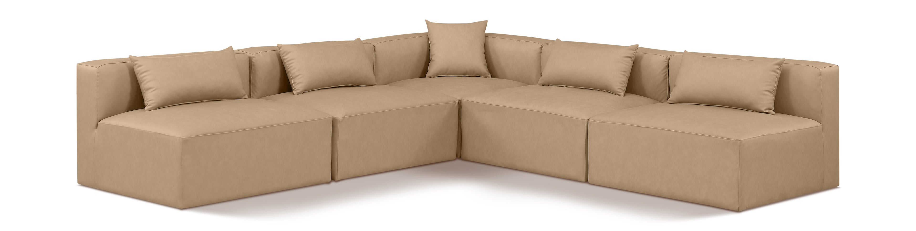 Cube Tan Vegan Leather Modular Sectional