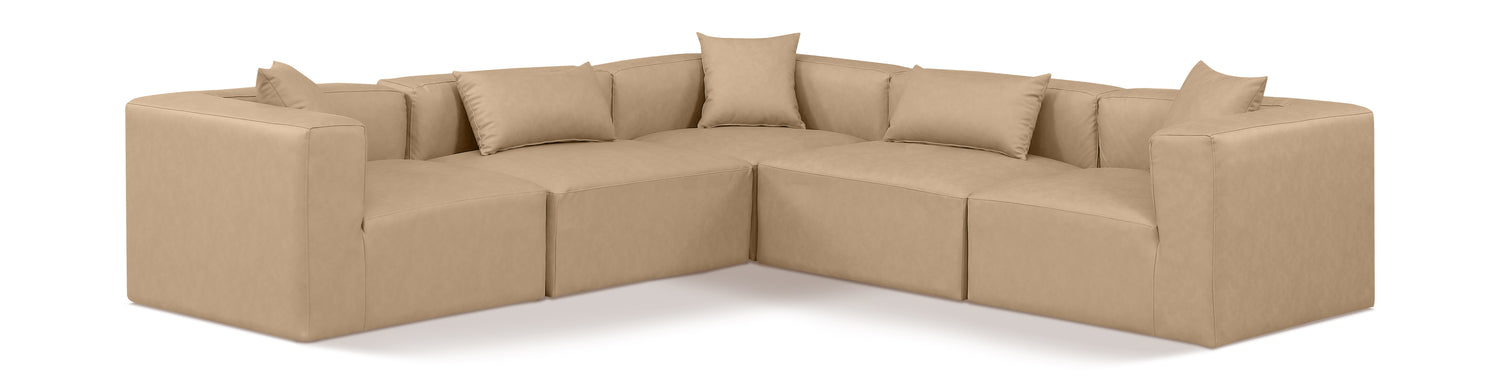 Cube Tan Vegan Leather Modular Sectional