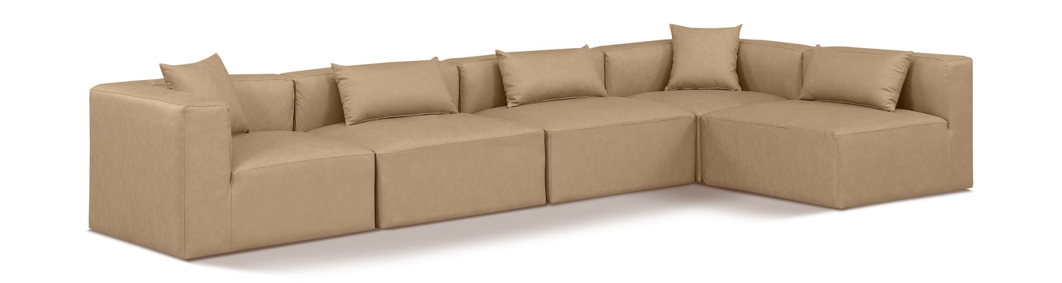 Cube Tan Vegan Leather Modular Sectional