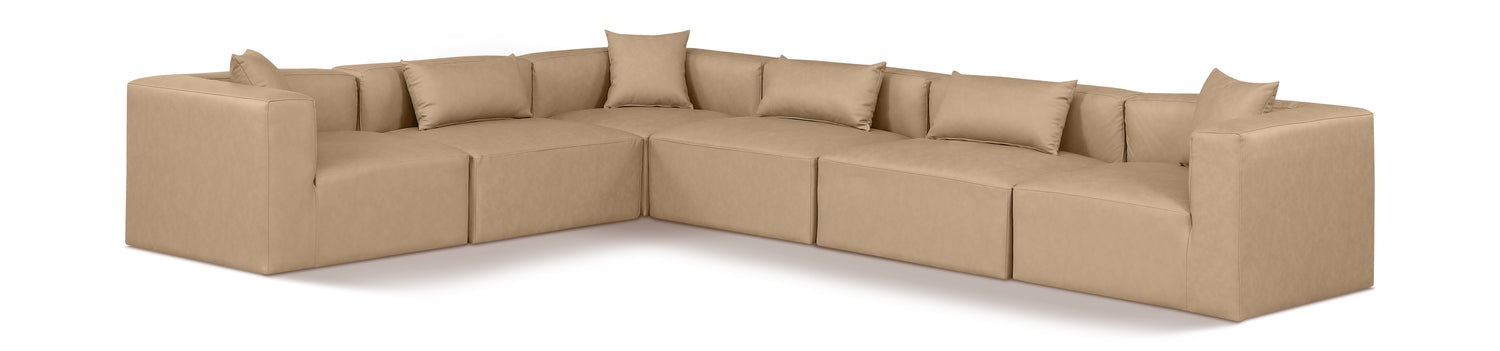 Cube Tan Vegan Leather Modular Sectional