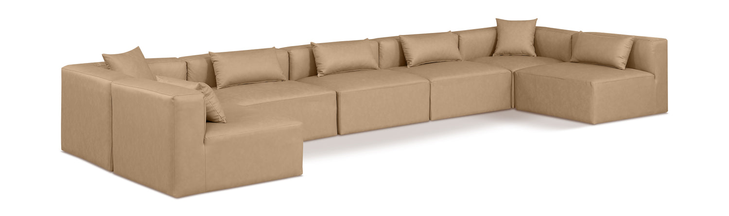 Cube Tan Vegan Leather Modular Sectional