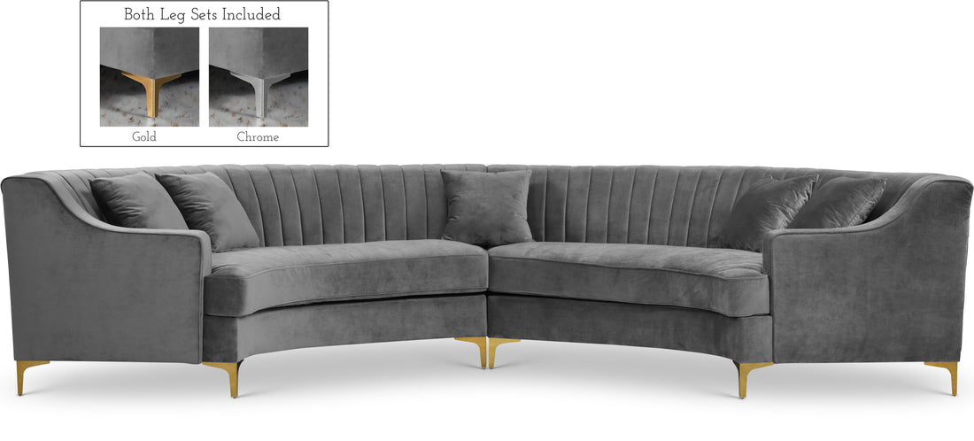 Jackson Grey Velvet 2pc. Sectional