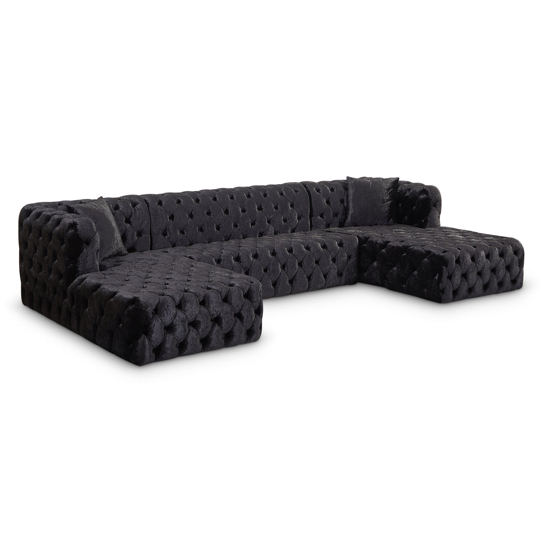 Coco Black Velvet 3pc. Sectional (3 Boxes)