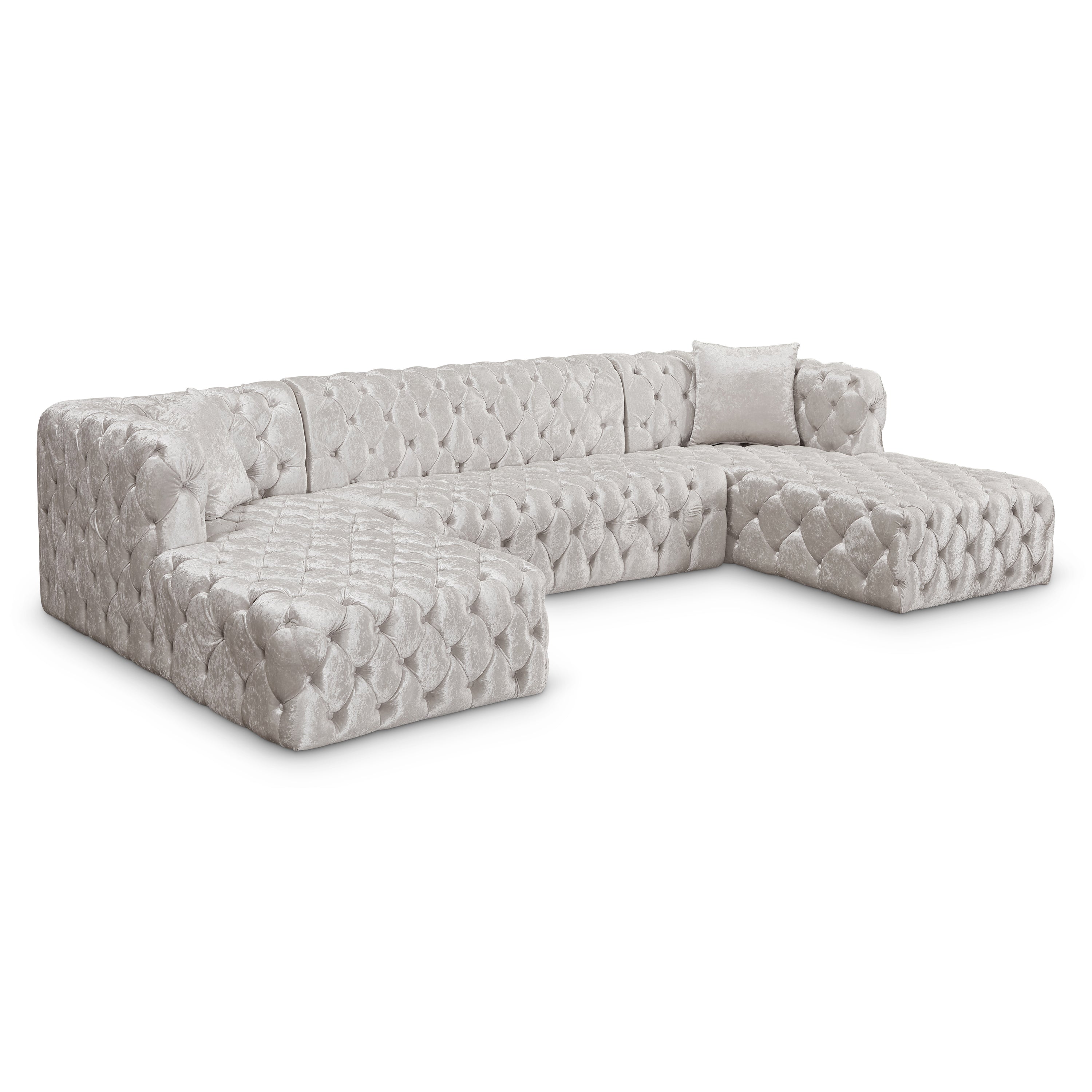 Coco White Velvet 3pc. Sectional (3 Boxes)