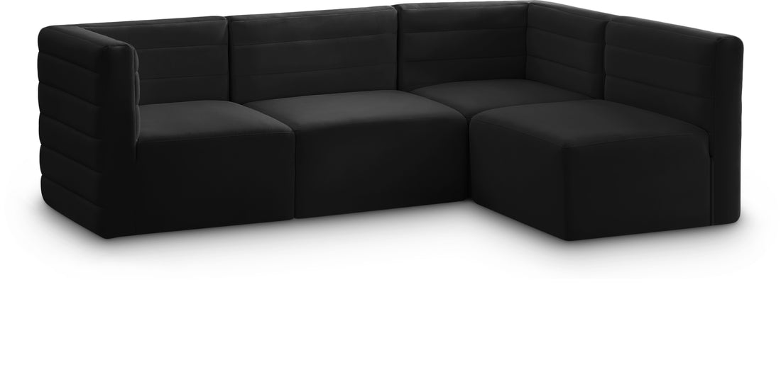 Quincy Black Velvet Modular Sectional