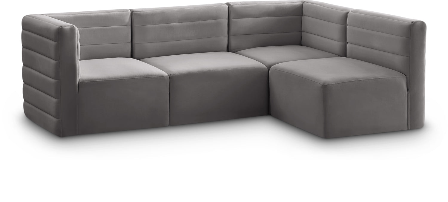 Quincy Grey Velvet Modular Sectional