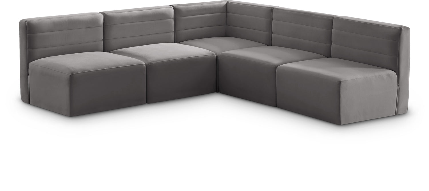 Quincy Grey Velvet Modular Sectional