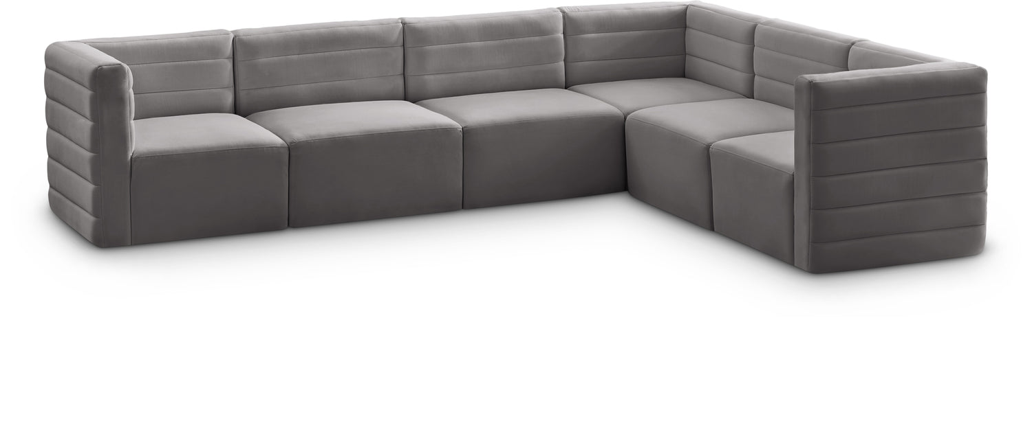 Quincy Grey Velvet Modular Sectional