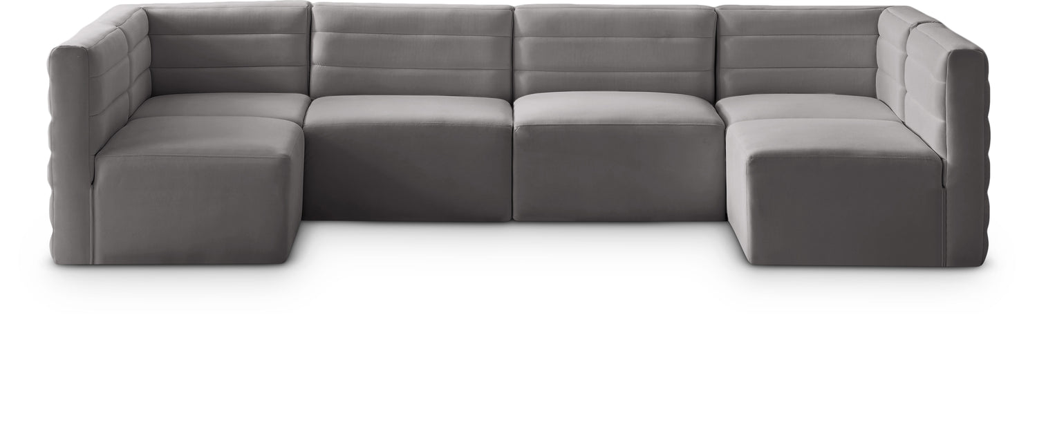 Quincy Grey Velvet Modular Sectional