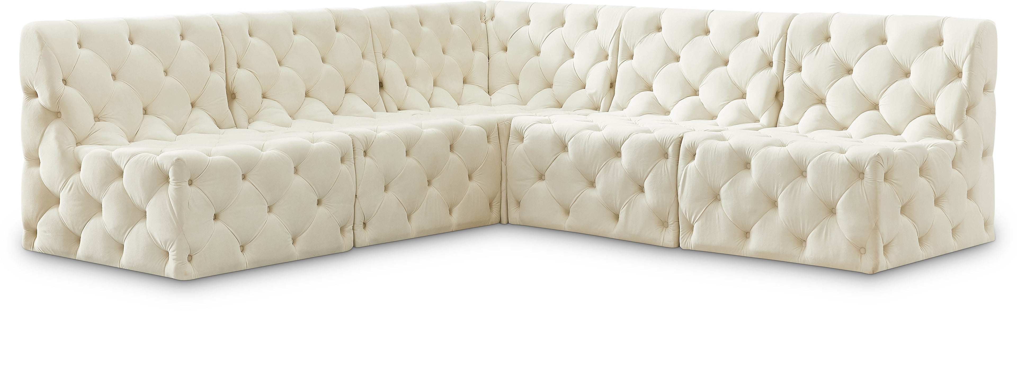 Tuft Cream Velvet Modular Sectional