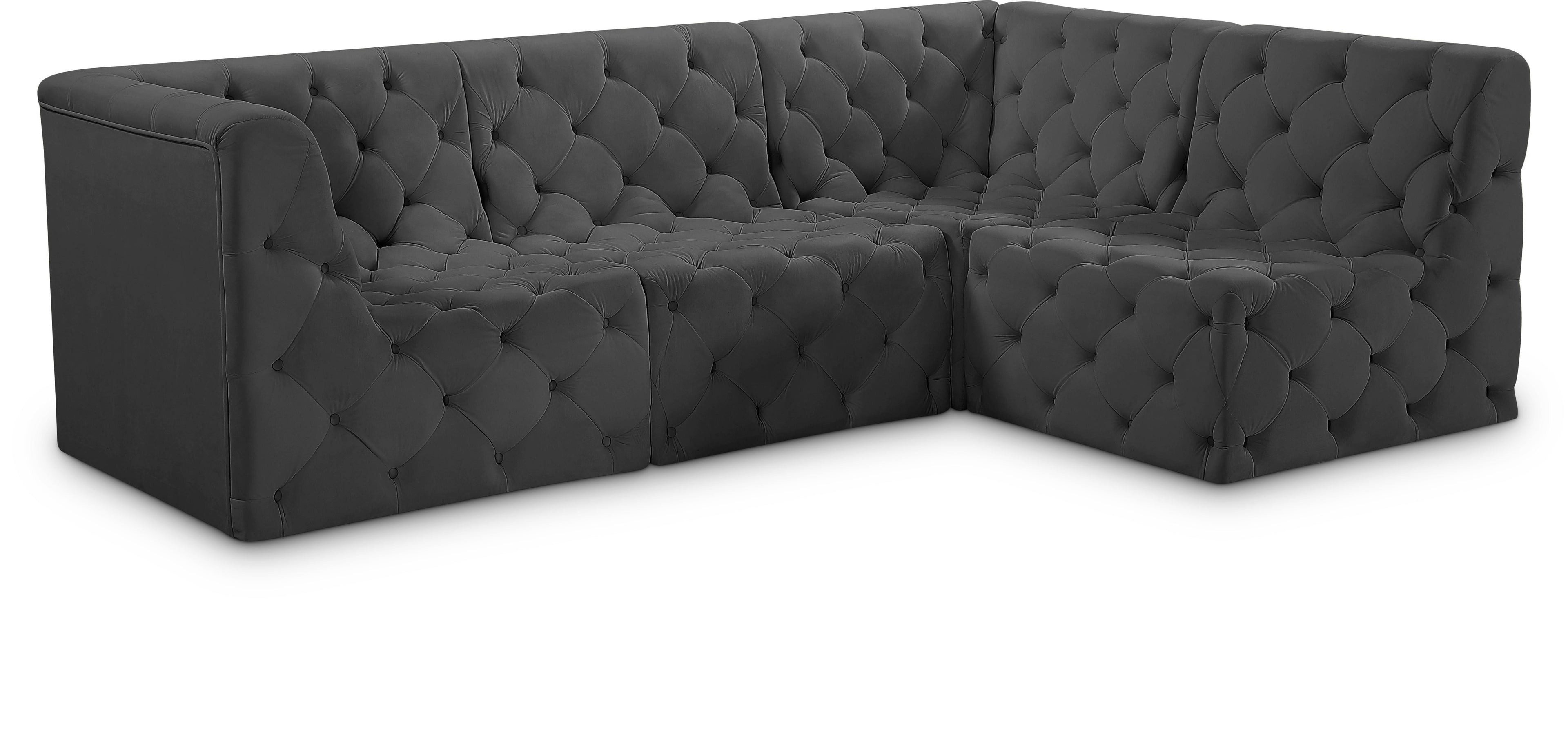 Tuft Grey Velvet Modular Sectional