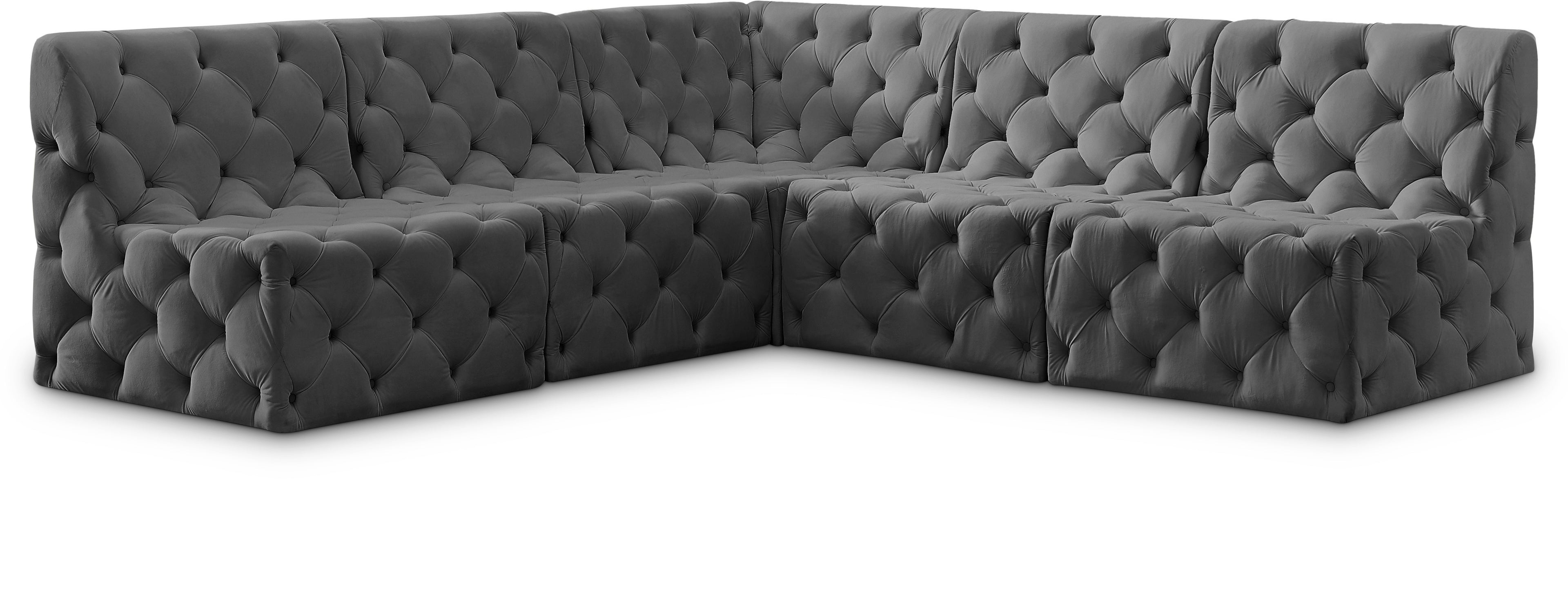 Tuft Grey Velvet Modular Sectional