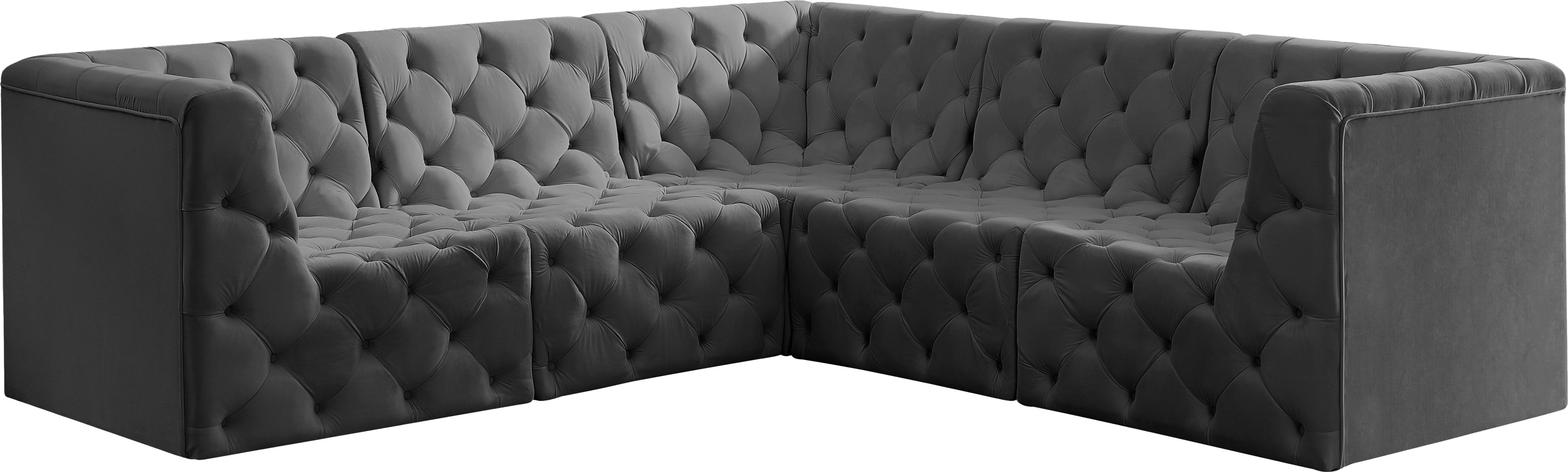 Tuft Grey Velvet Modular Sectional