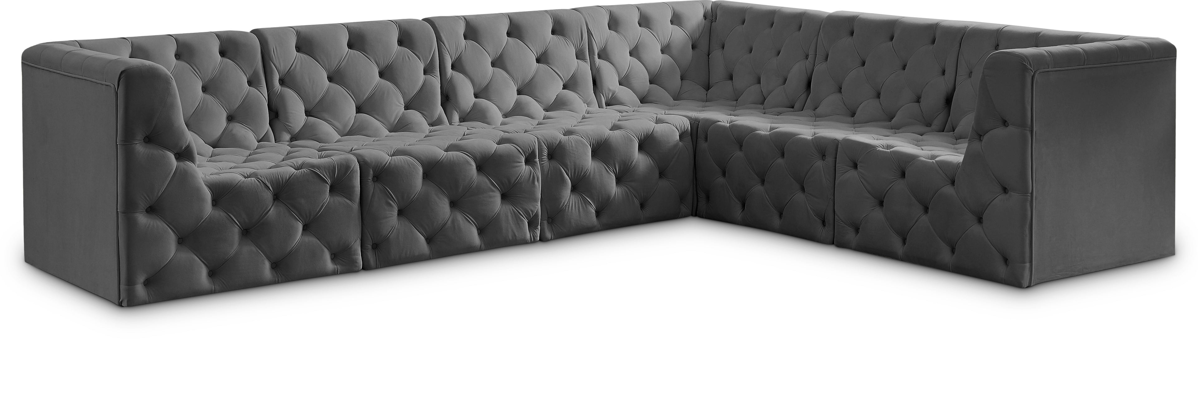 Tuft Grey Velvet Modular Sectional