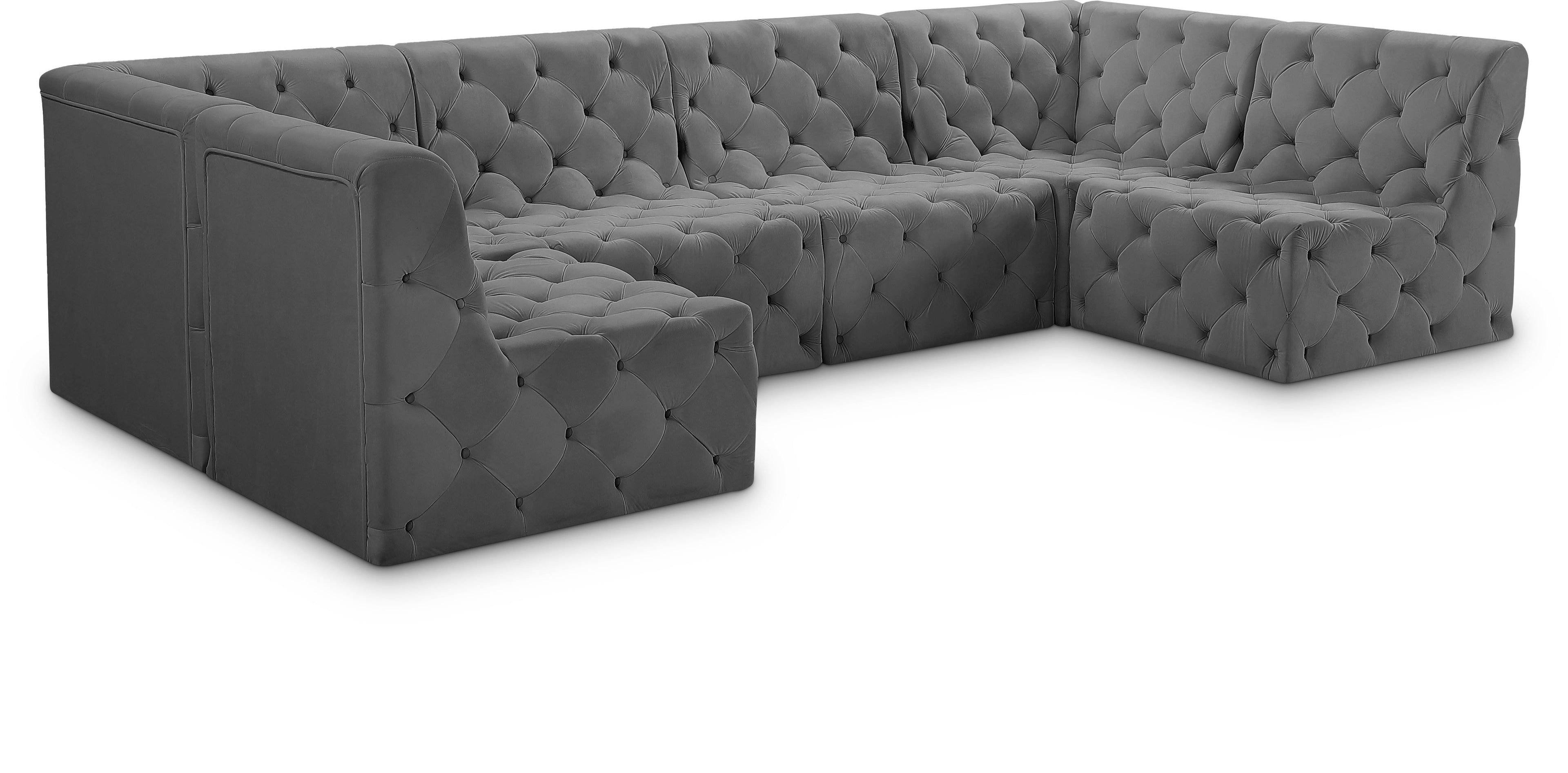 Tuft Grey Velvet Modular Sectional