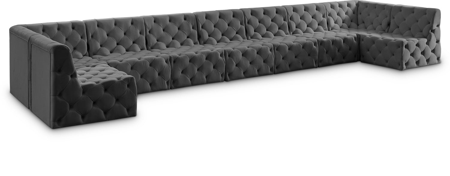 Tuft Grey Velvet Modular Sectional