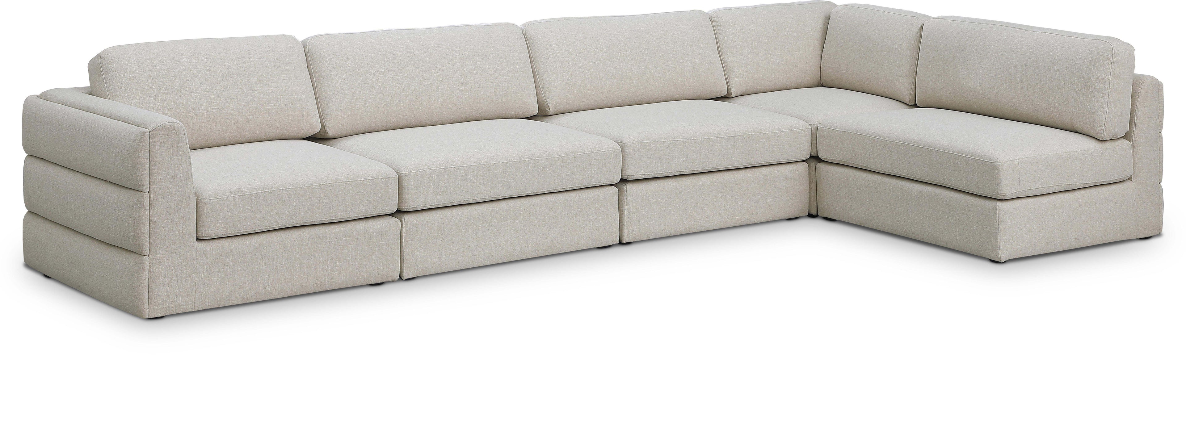 Beckham Beige Durable Linen Textured Fabric Modular Sectional