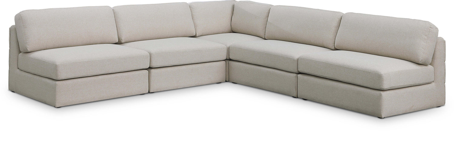 Beckham Beige Durable Linen Textured Fabric Modular Sectional