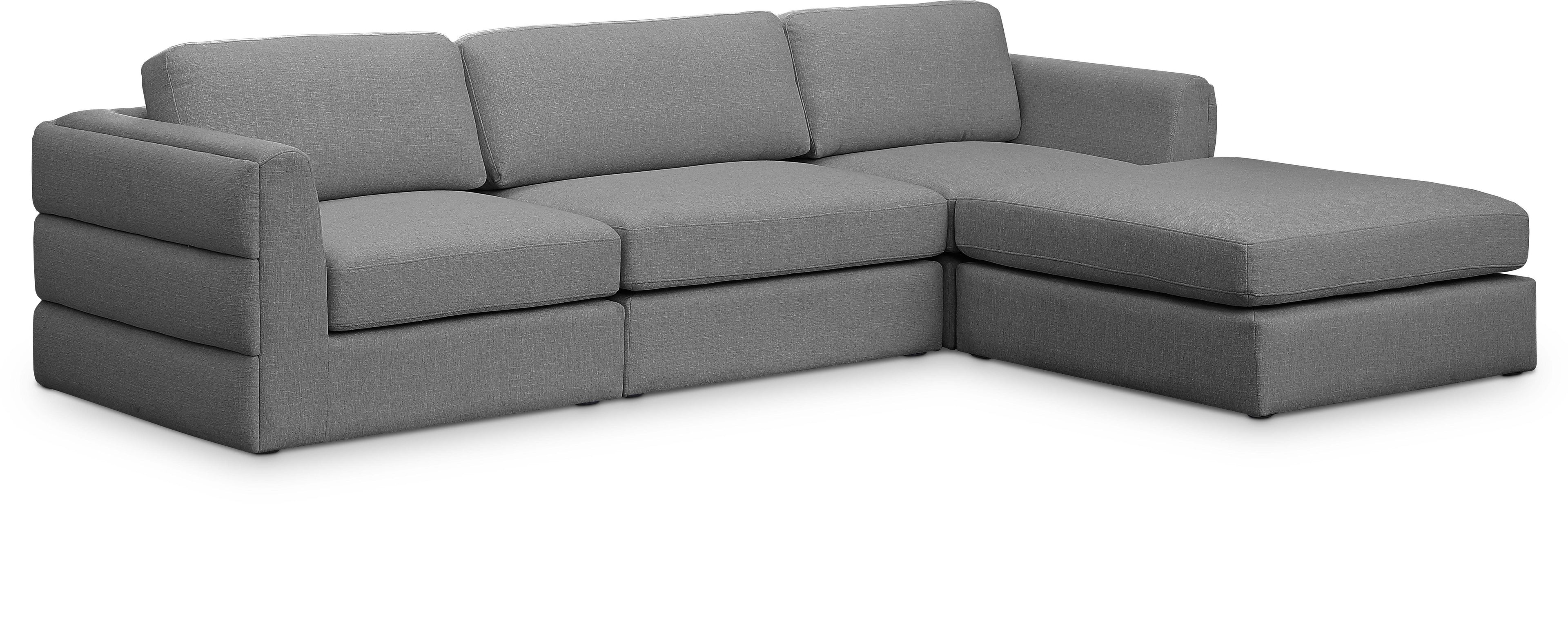 Beckham Grey Durable Linen Textured Fabric Modular Sectional