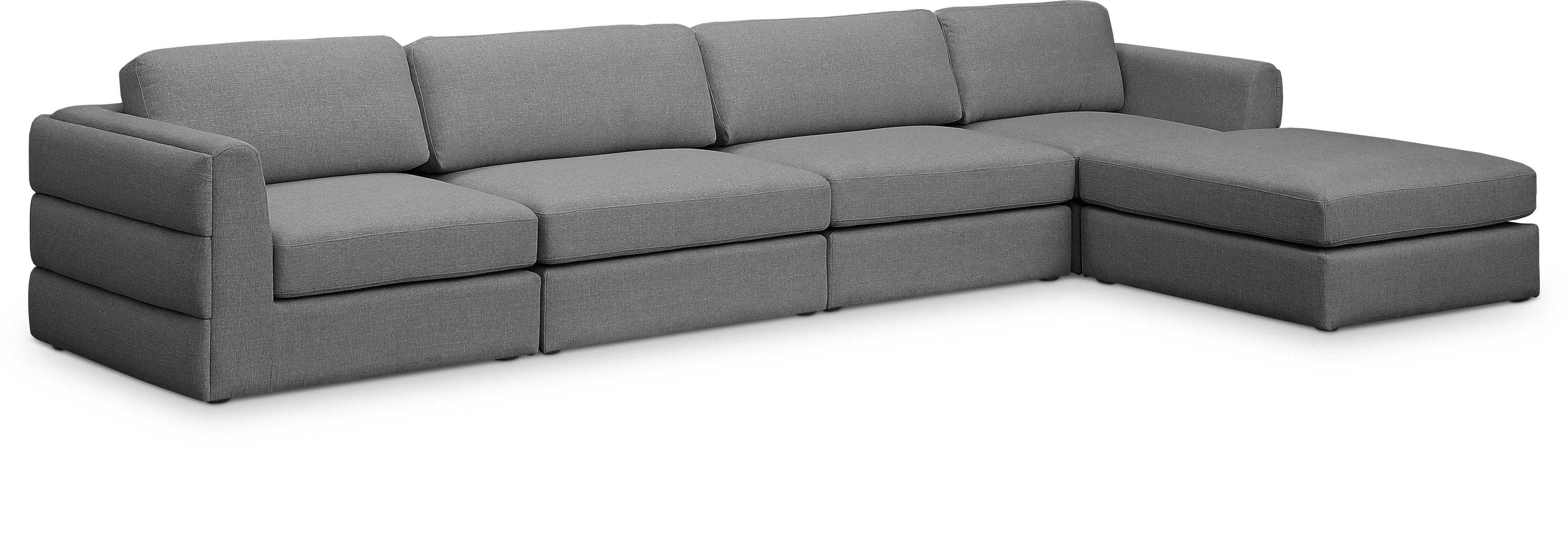 Beckham Grey Durable Linen Textured Fabric Modular Sectional