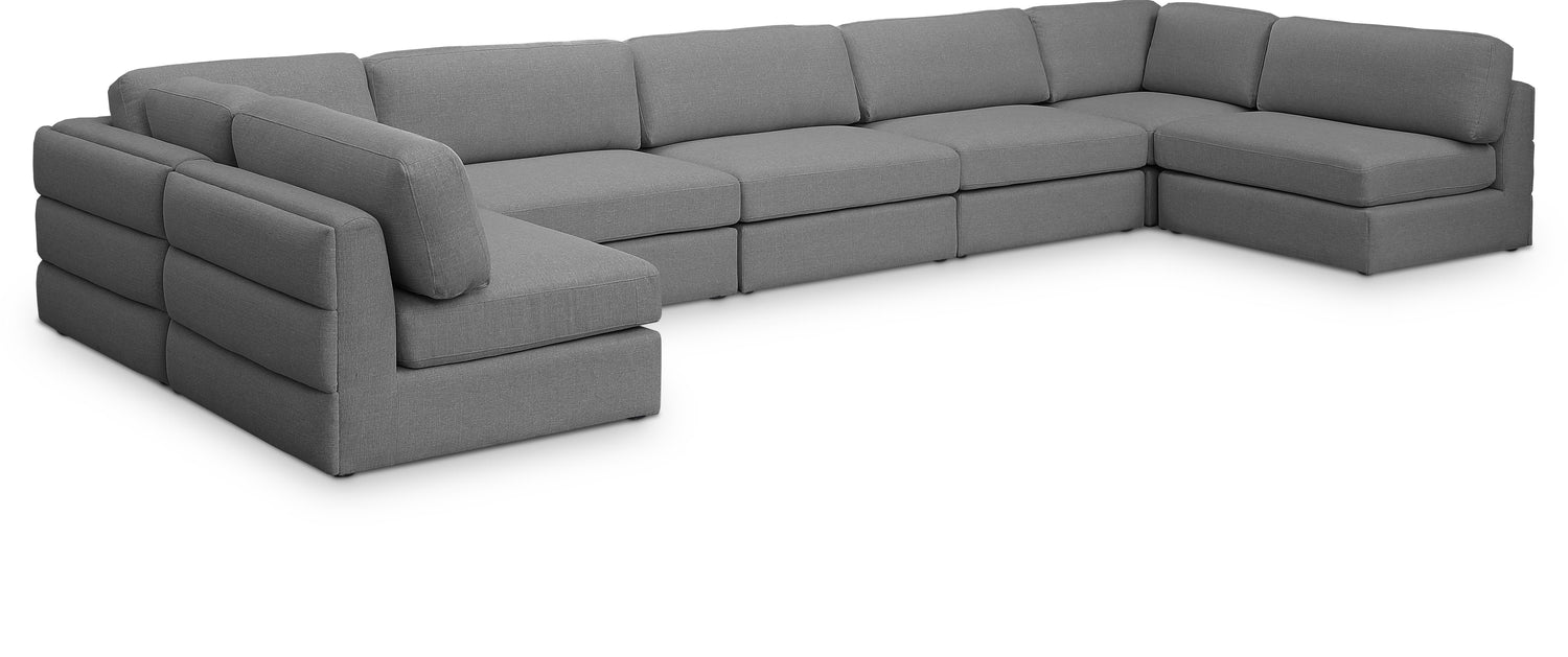 Beckham Grey Durable Linen Textured Fabric Modular Sectional