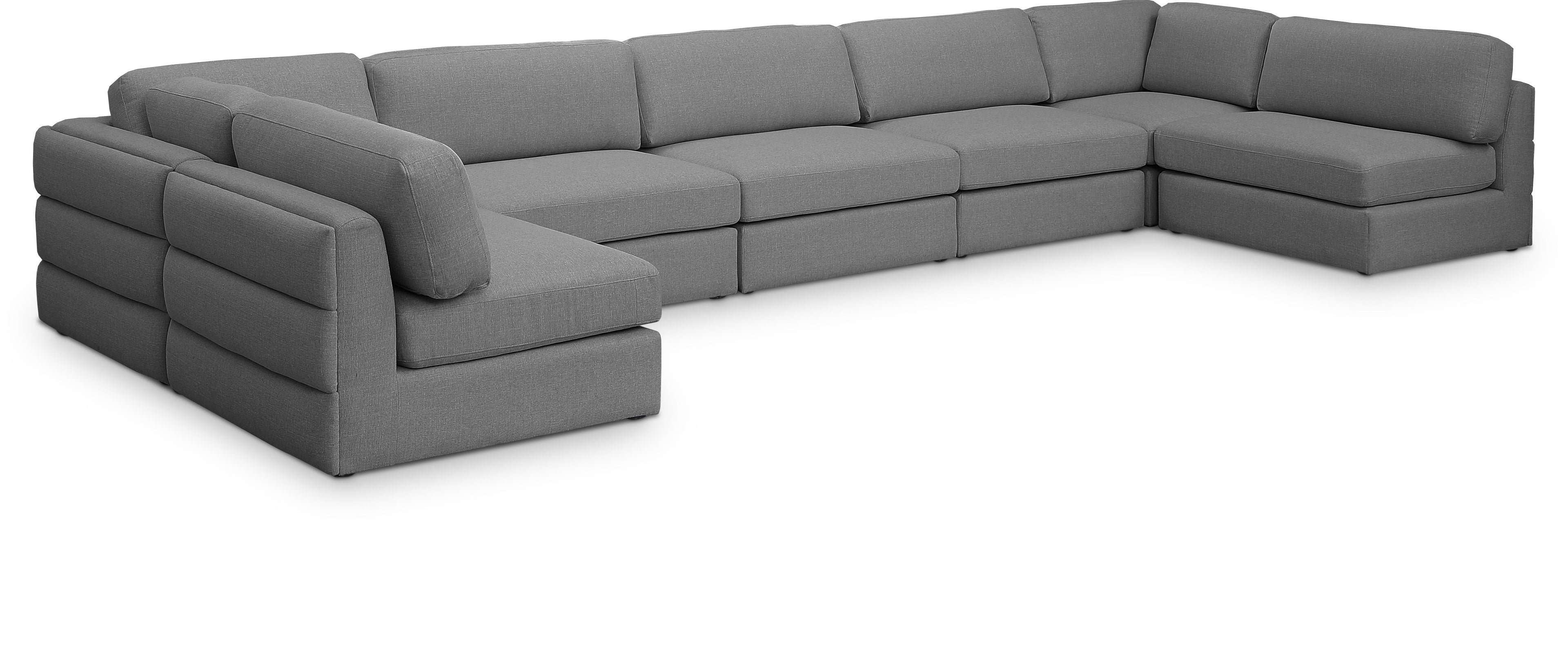 Beckham Grey Durable Linen Textured Fabric Modular Sectional