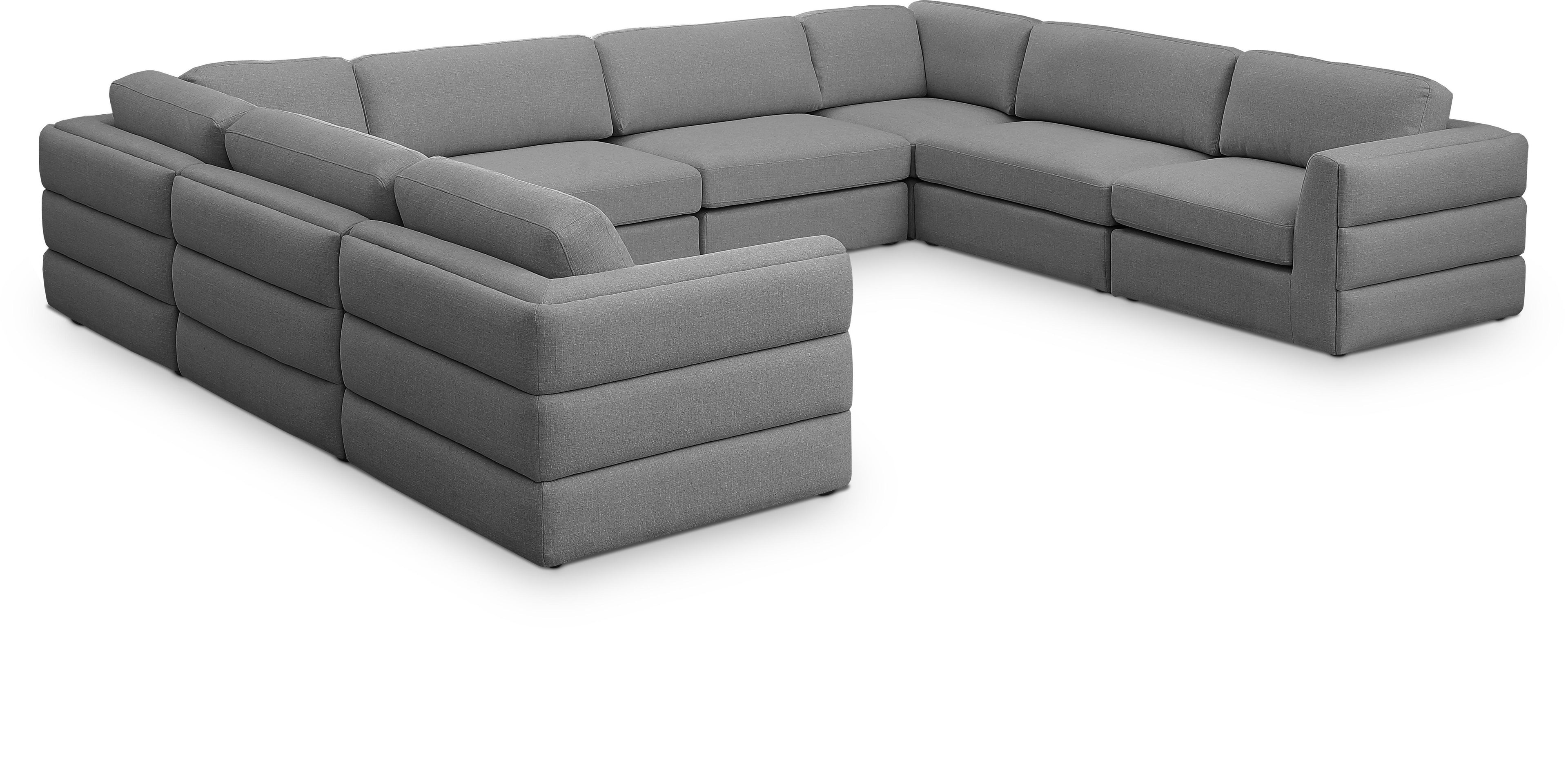 Beckham Grey Durable Linen Textured Fabric Modular Sectional