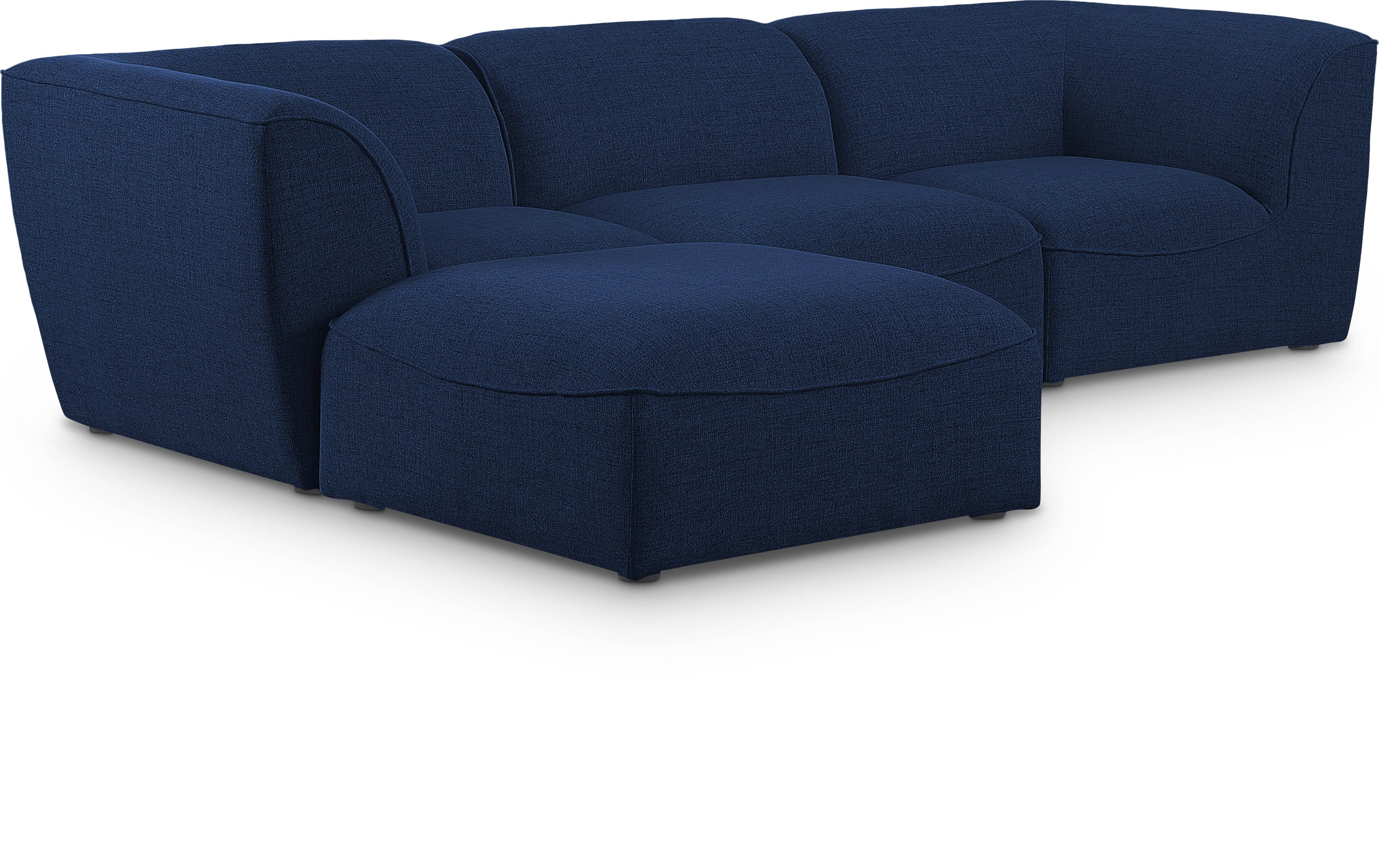 Miramar Navy Durable Linen Textured Modular Sectional