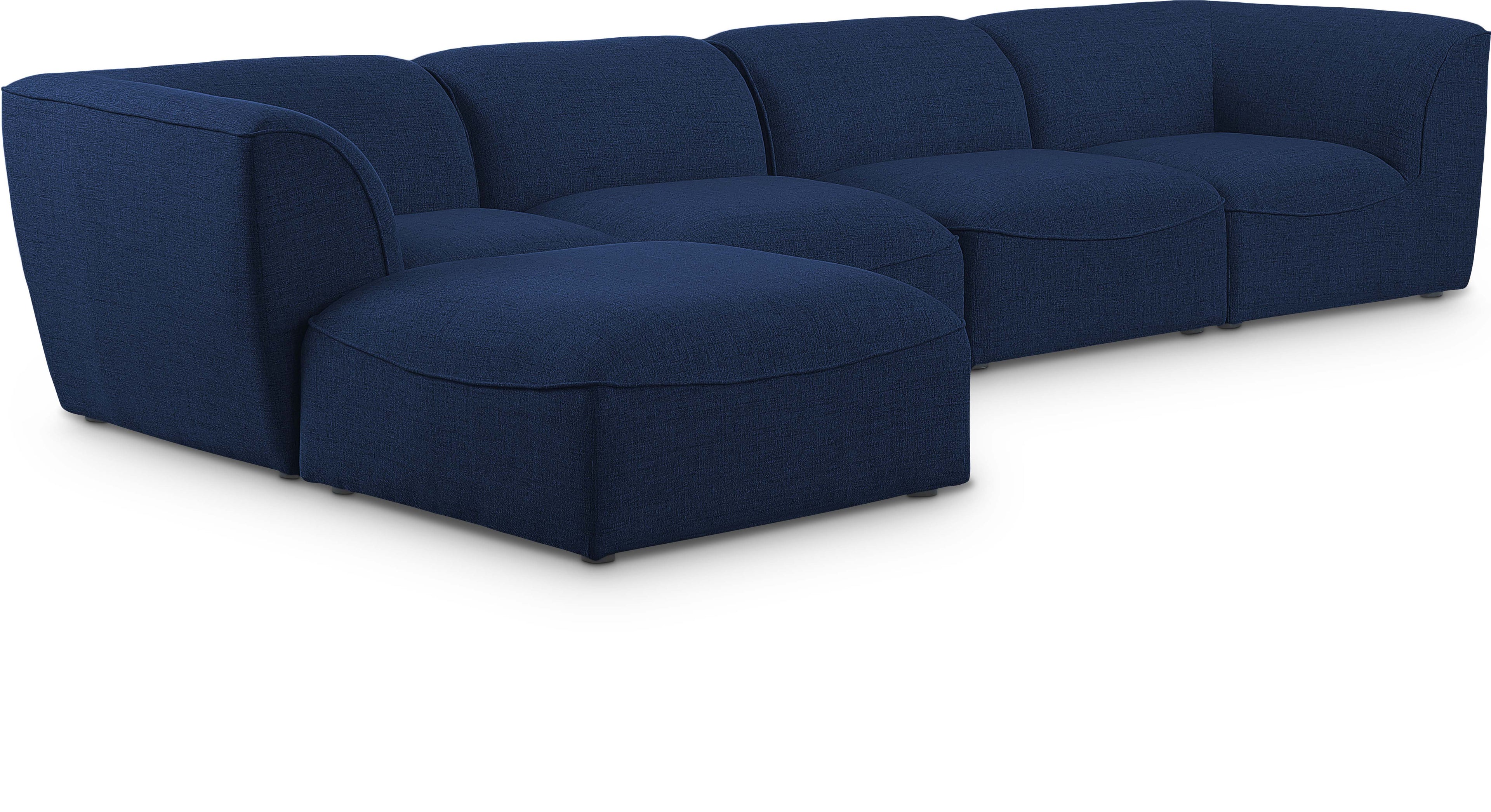 Miramar Navy Durable Linen Textured Modular Sectional