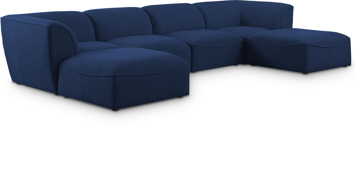 Miramar Navy Durable Linen Textured Modular Sectional