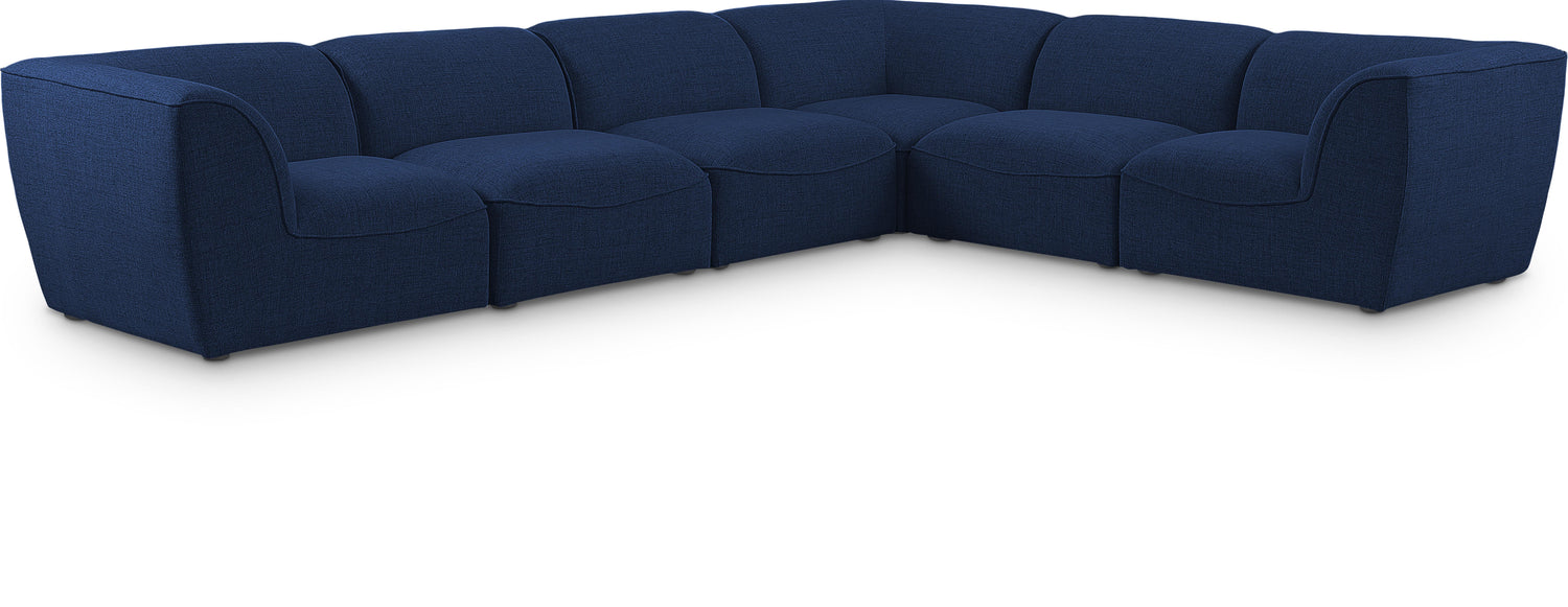 Miramar Navy Durable Linen Textured Modular Sectional