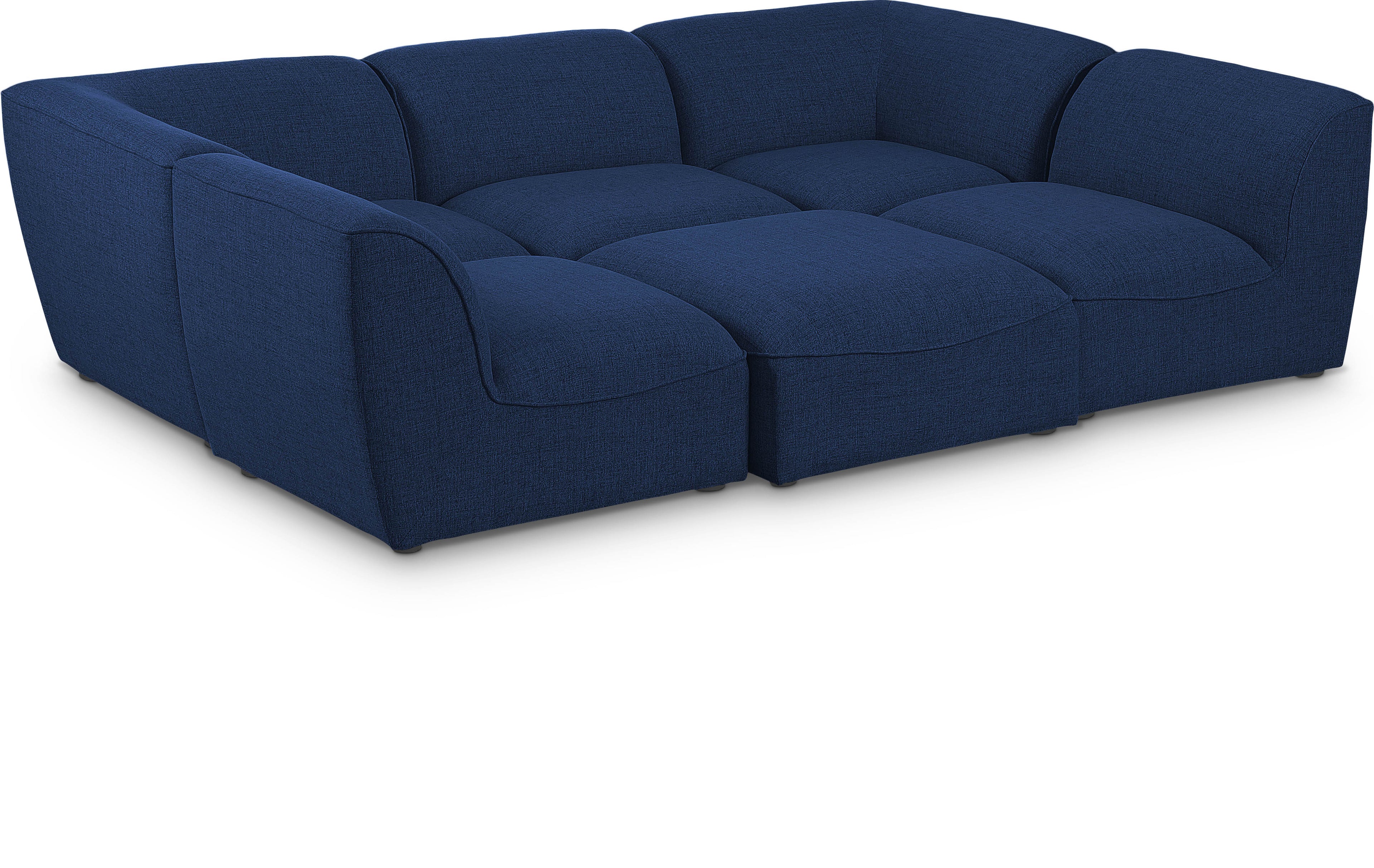 Miramar Navy Durable Linen Textured Modular Sectional