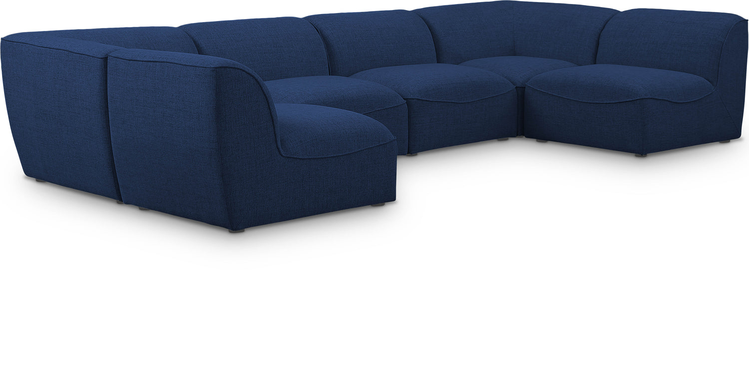 Miramar Navy Durable Linen Textured Modular Sectional