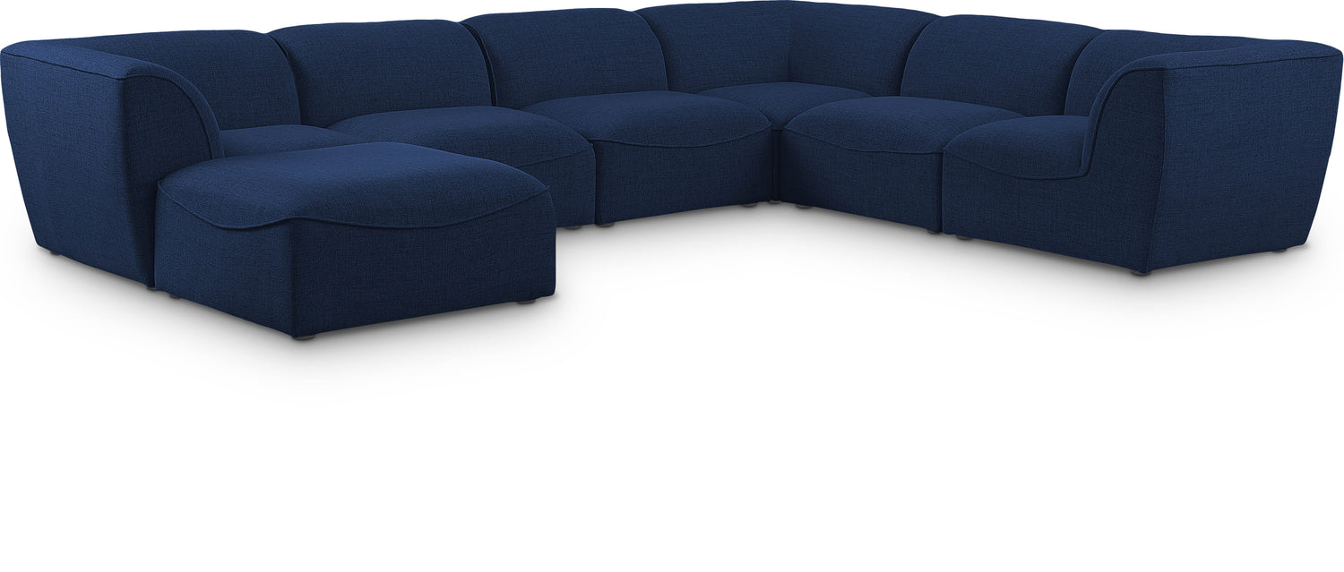 Miramar Navy Durable Linen Textured Modular Sectional