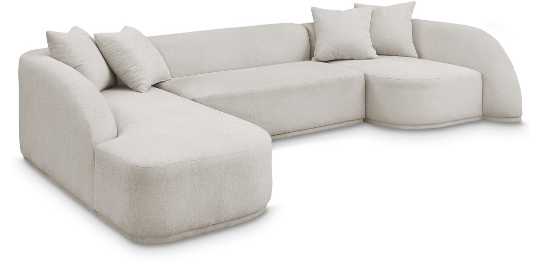 Rita Beige Polyester Fabric 3pc. Sectional (3 Boxes)