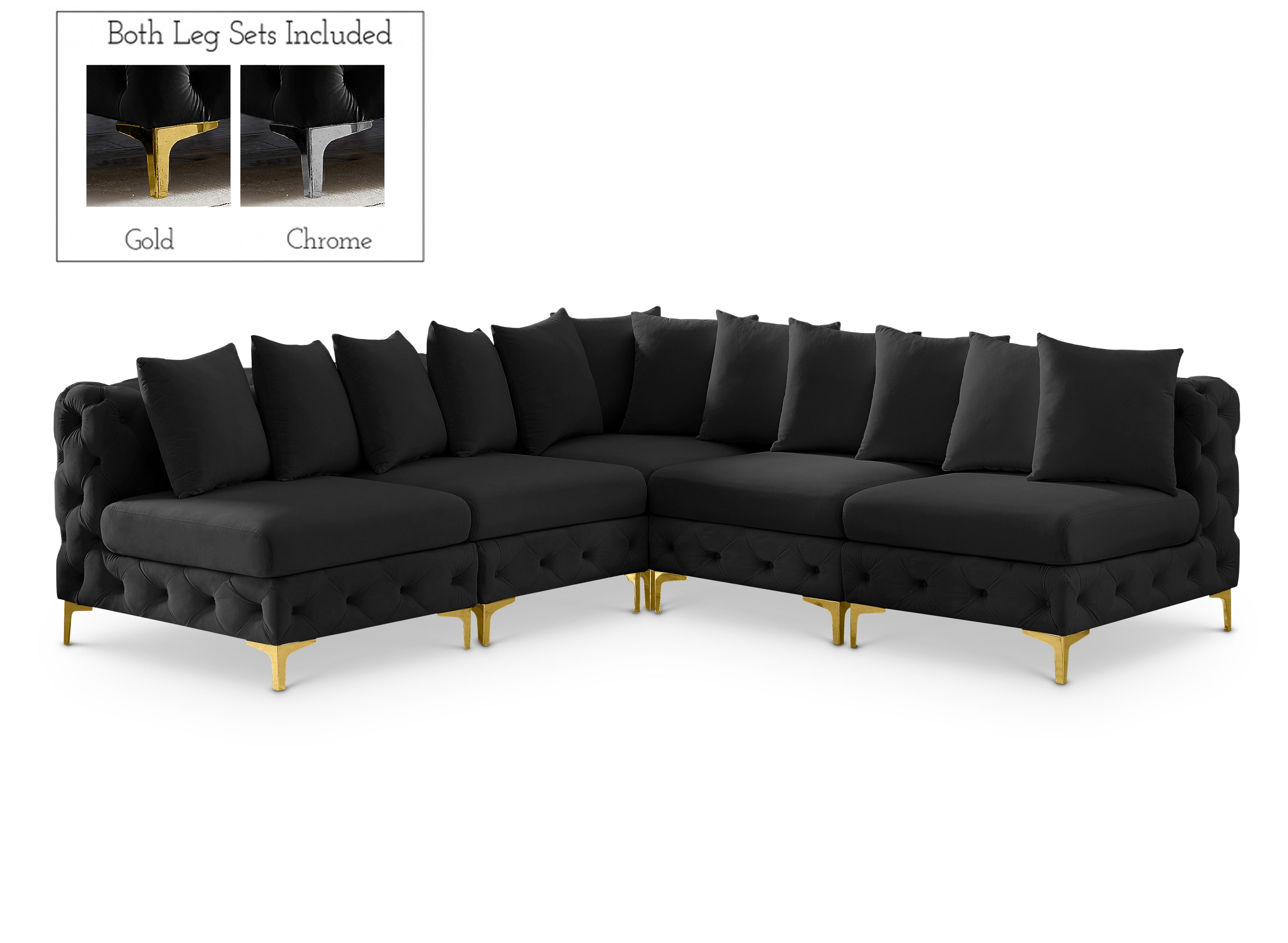 Tremblay Black Velvet Modular Sectional