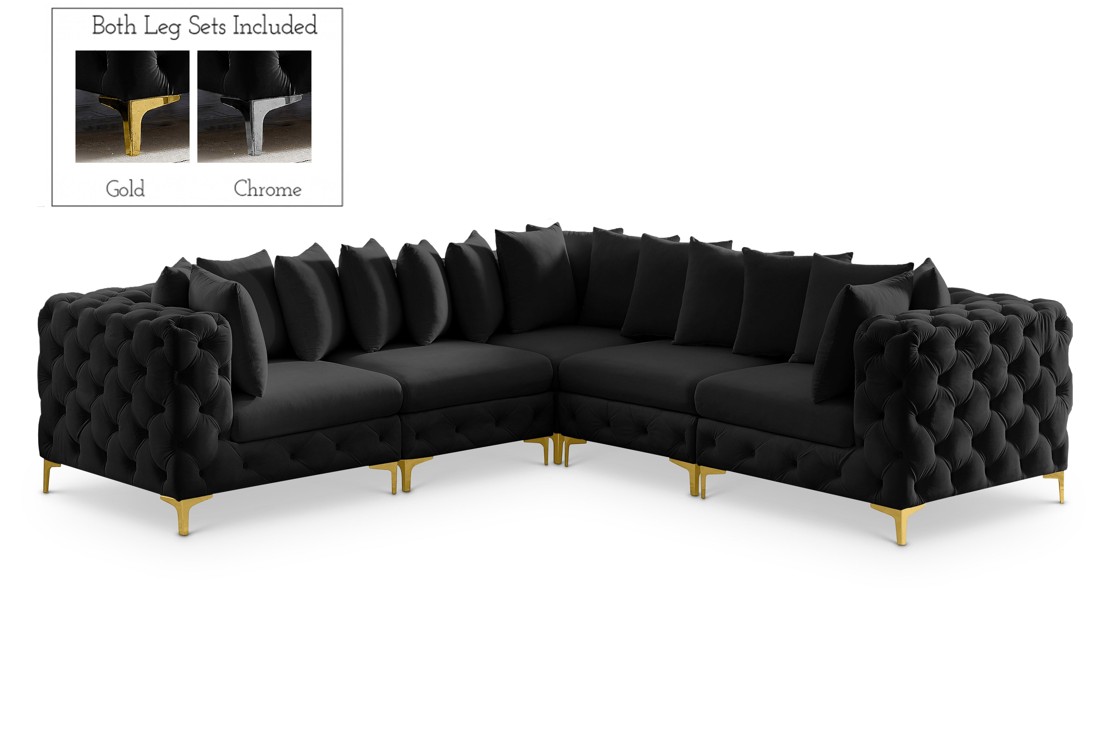 Tremblay Black Velvet Modular Sectional