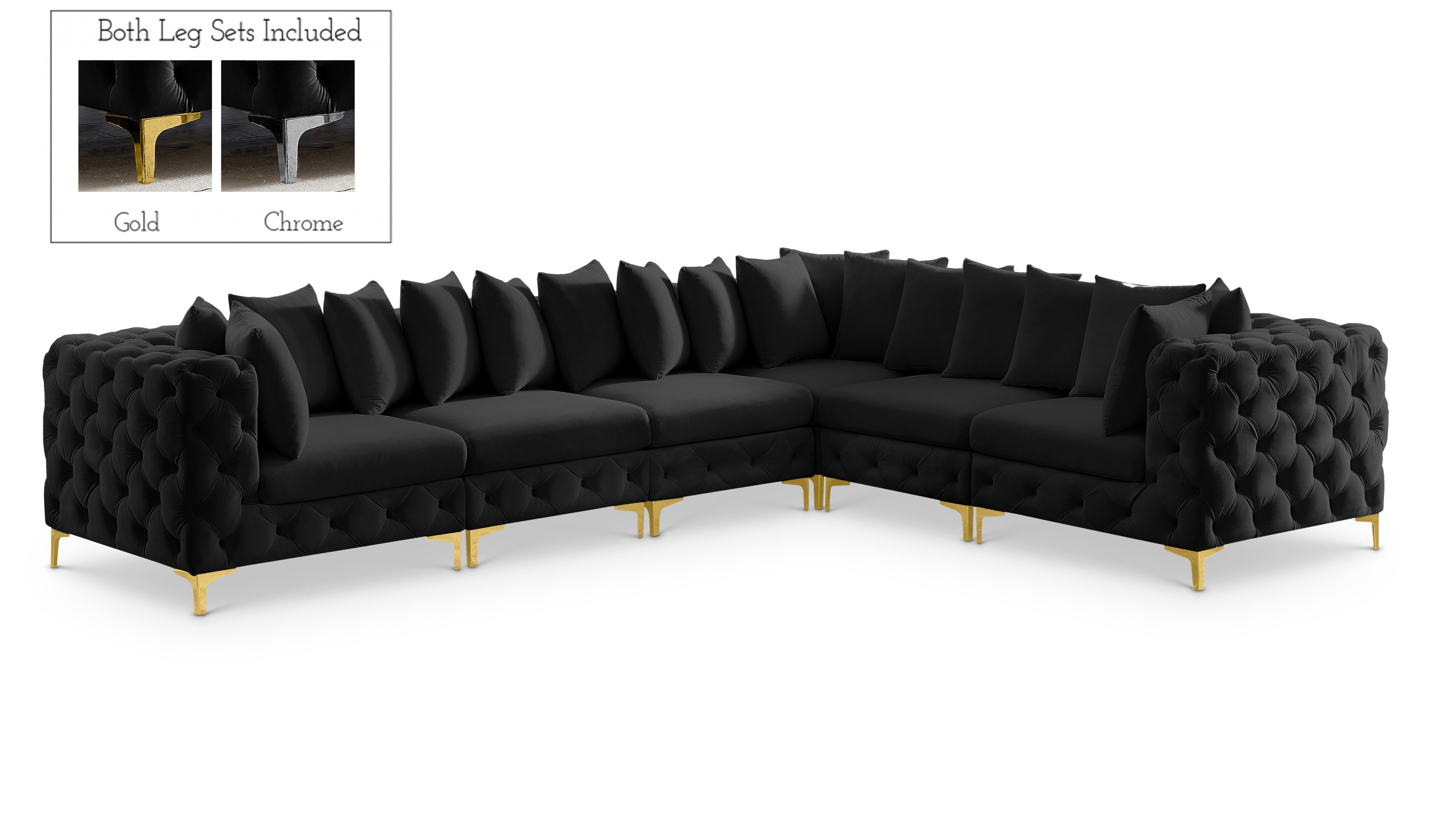 Tremblay Black Velvet Modular Sectional