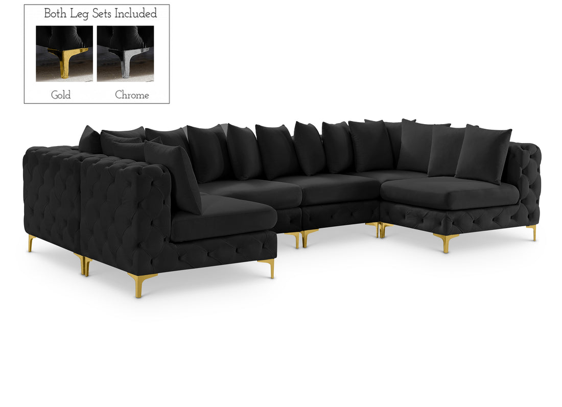 Tremblay Black Velvet Modular Sectional