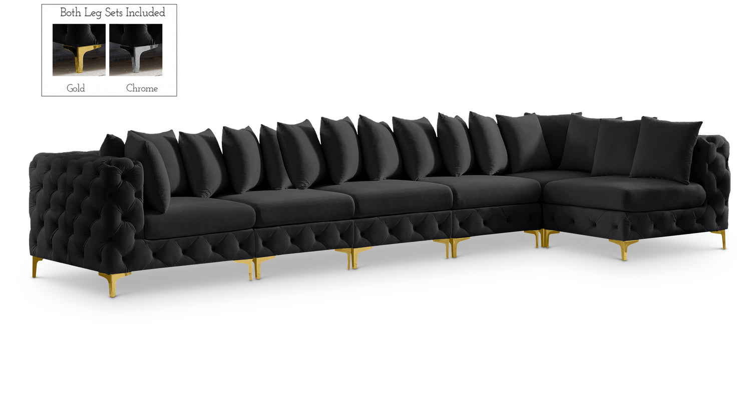 Tremblay Black Velvet Modular Sectional