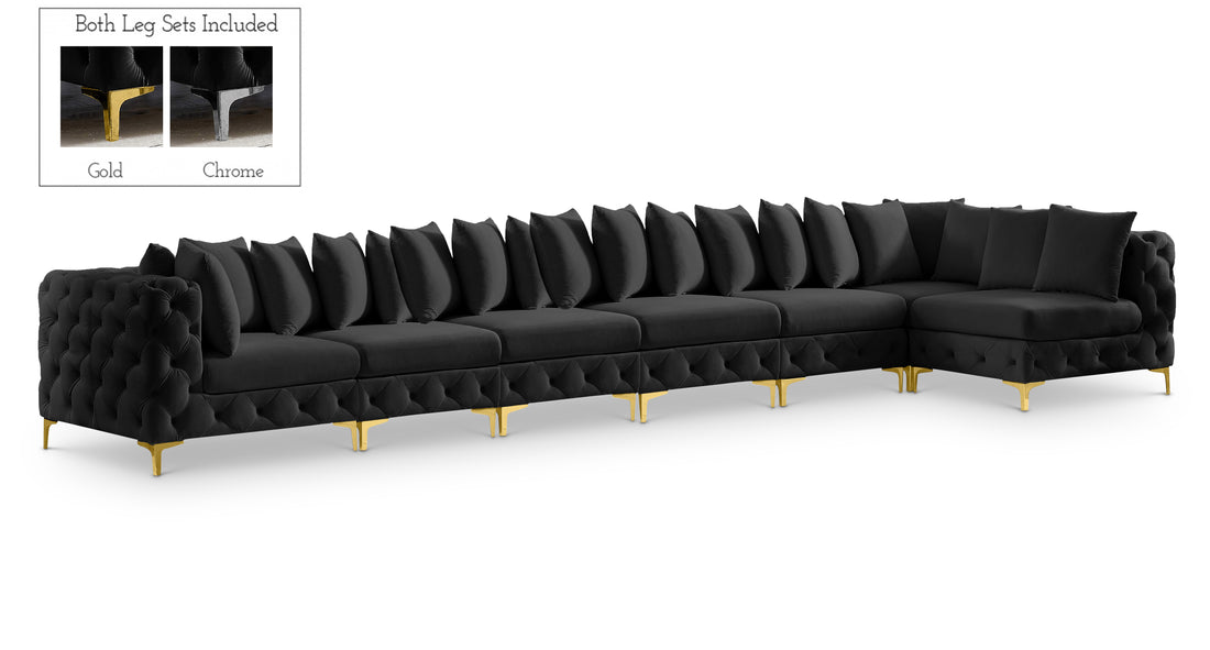 Tremblay Black Velvet Modular Sectional